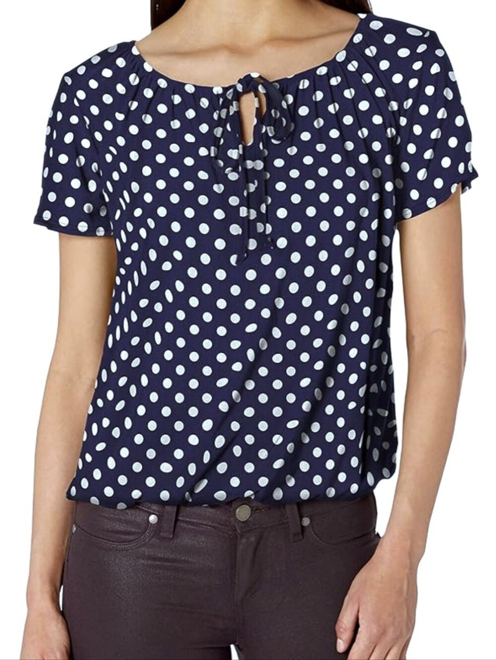 Star Vixon Women's Short Sleeve Tie-Neck Top